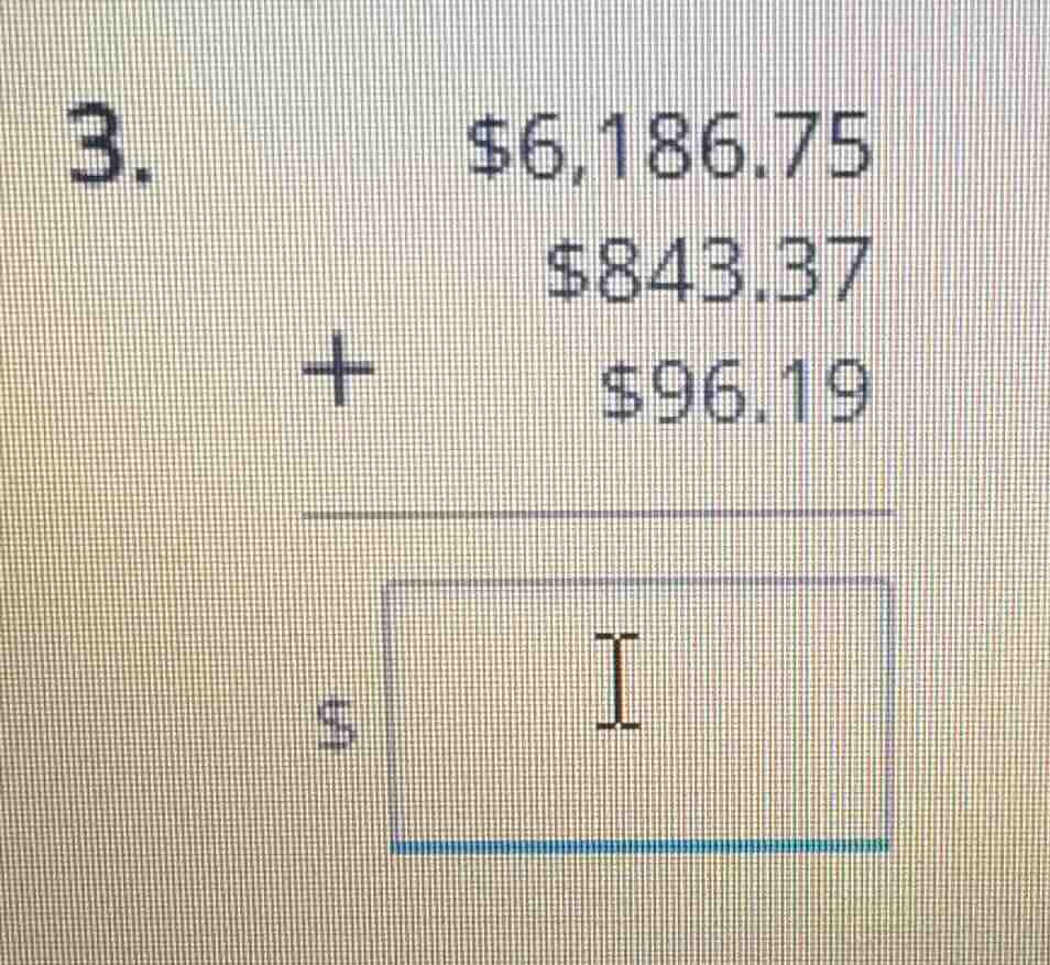 3. $6,186.75 $843.37 + $96.19 $\boxed{i}
