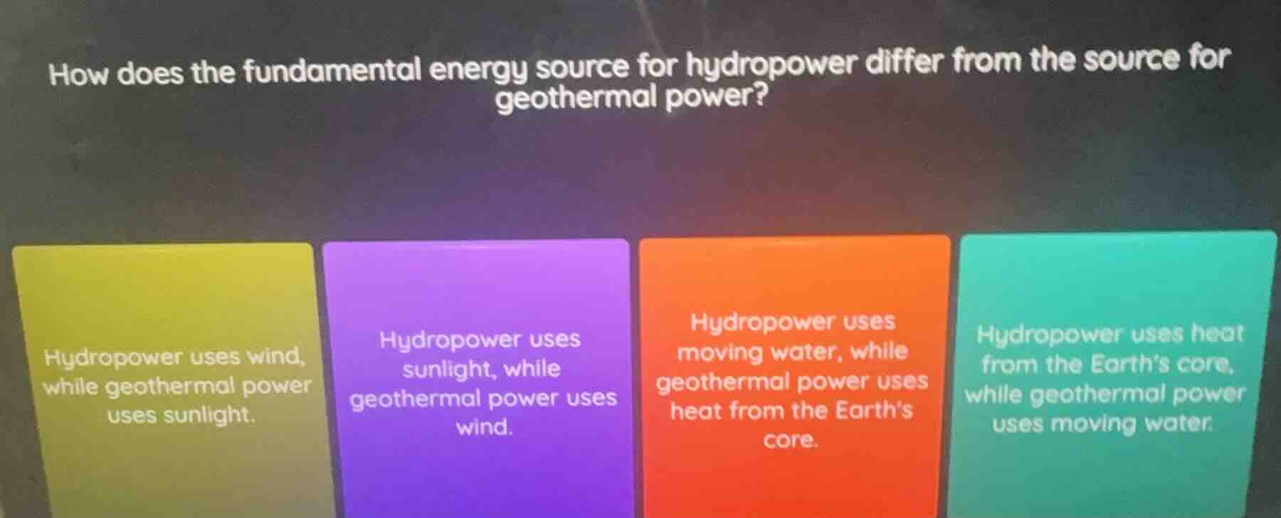 how does the fundamental energy source for hydropower differ from the s…