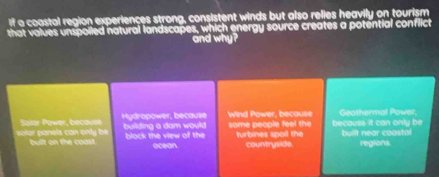 if a coastal region experiences strong, consistent winds but also relie…