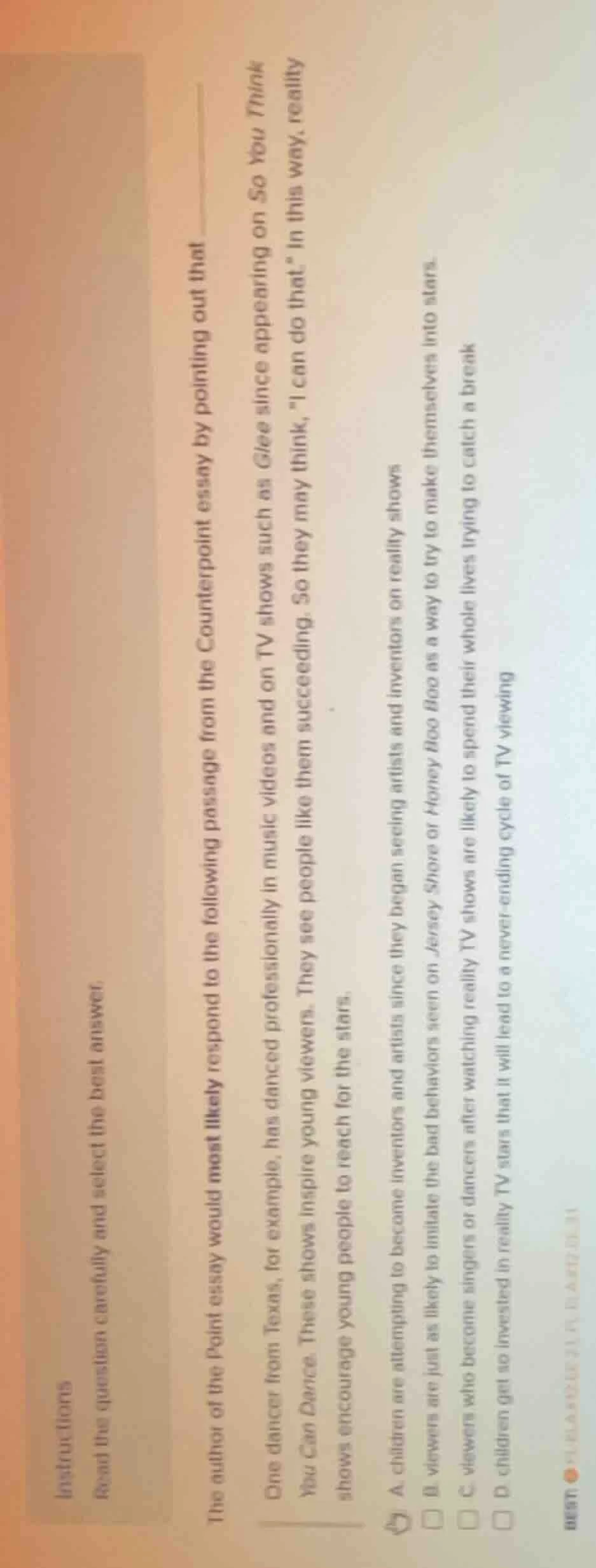 instructions read the question carefully and select the best answer. th…