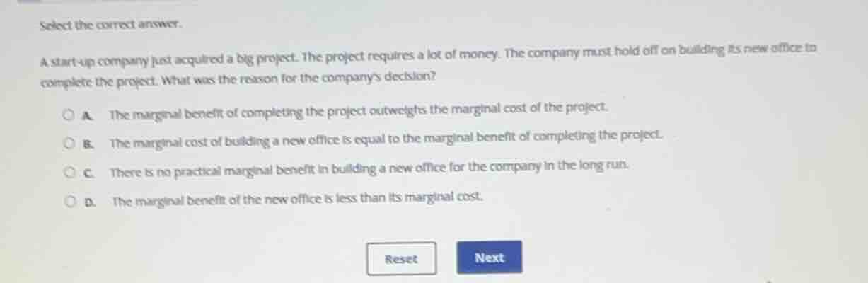 select the correct answer. a start - up company just acquired a big pro…