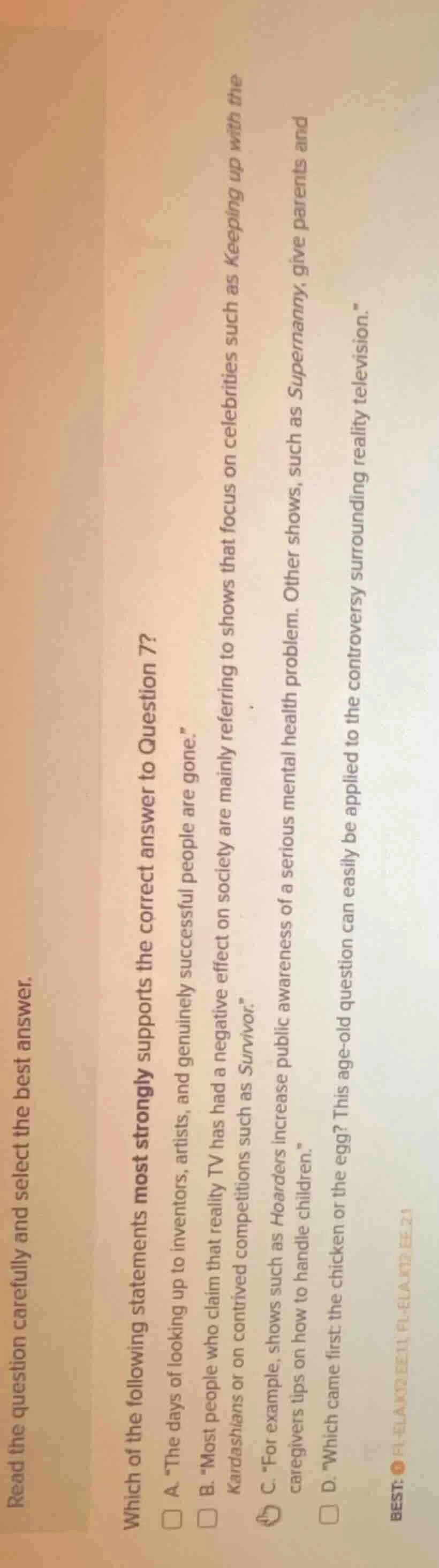 read the question carefully and select the best answer. which of the st…