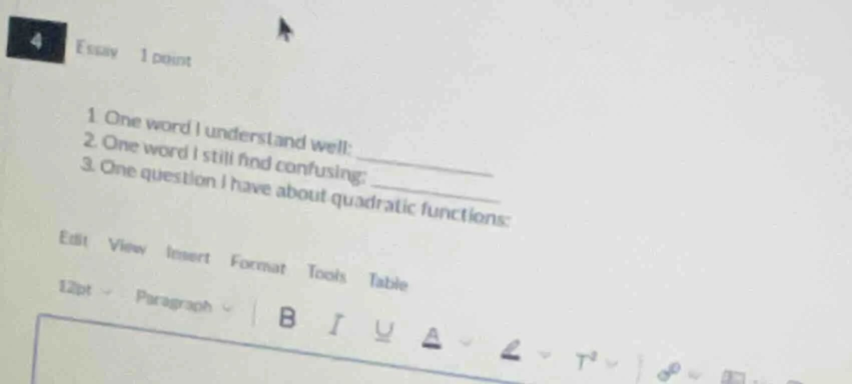 4 essay 1 point 1. one word i understand well: 2. one word i still find…