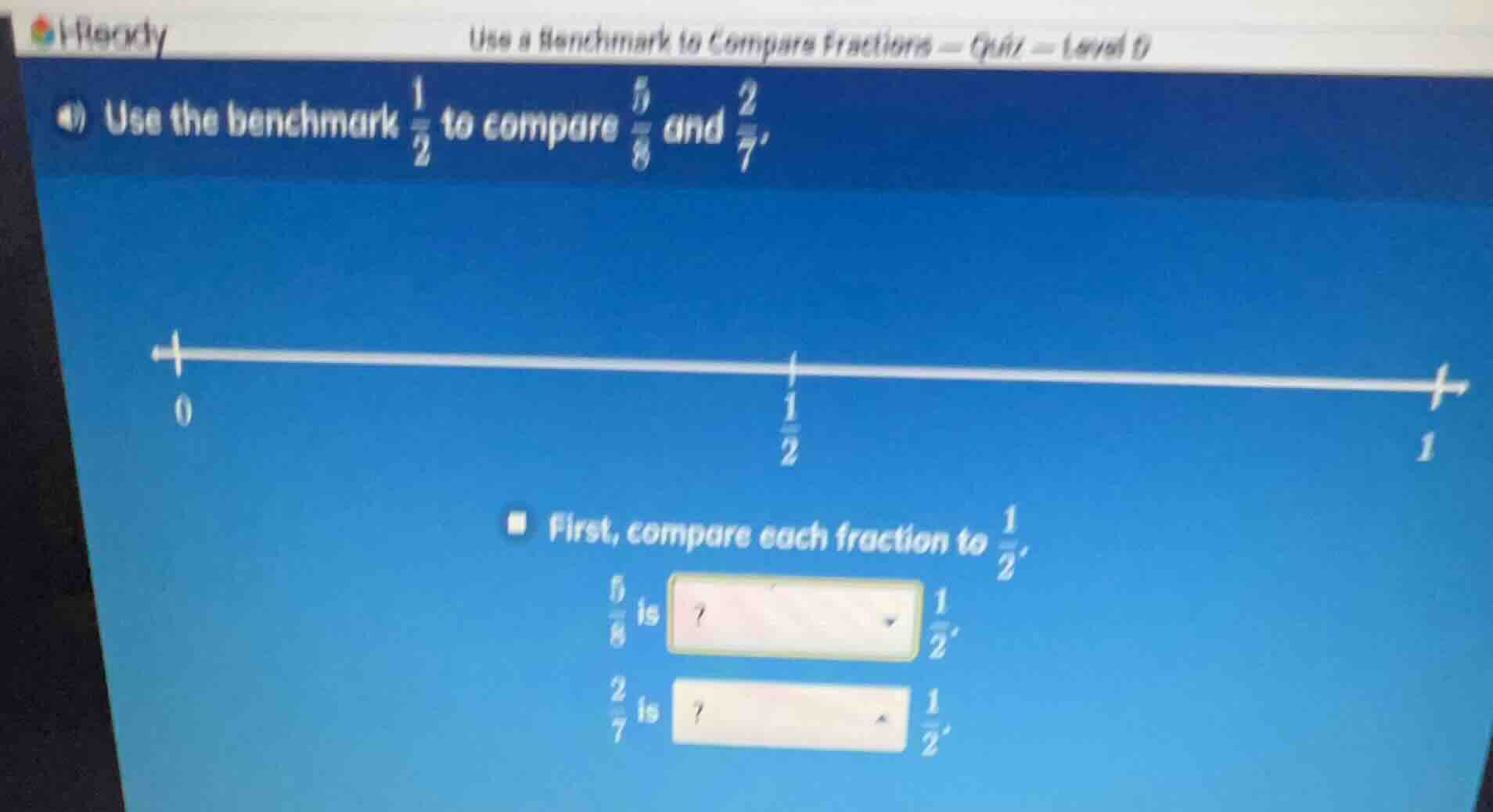 use a benchmark to compare fractions — quiz — level d 4) use the benchm…