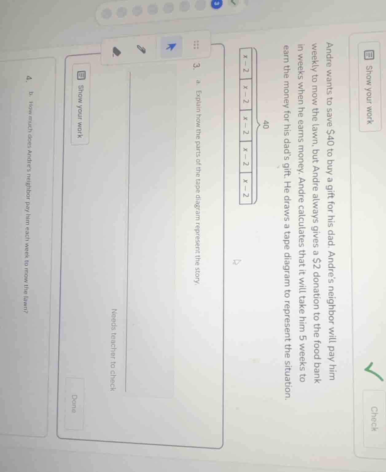 andre wants to save $40 to buy a gift for his dad. andre’s neighbor wil…