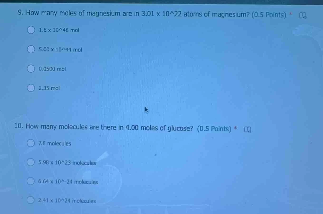 9. how many moles of magnesium are in 3.01 x 10^22 atoms of magnesium? …