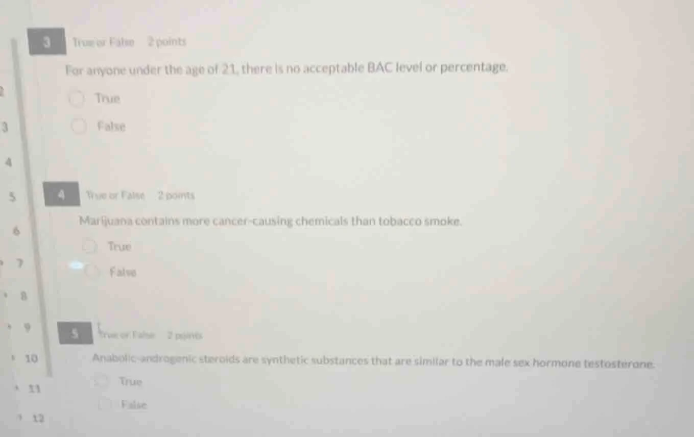 3 true or false 2 points for anyone under the age of 21, there is no ac…