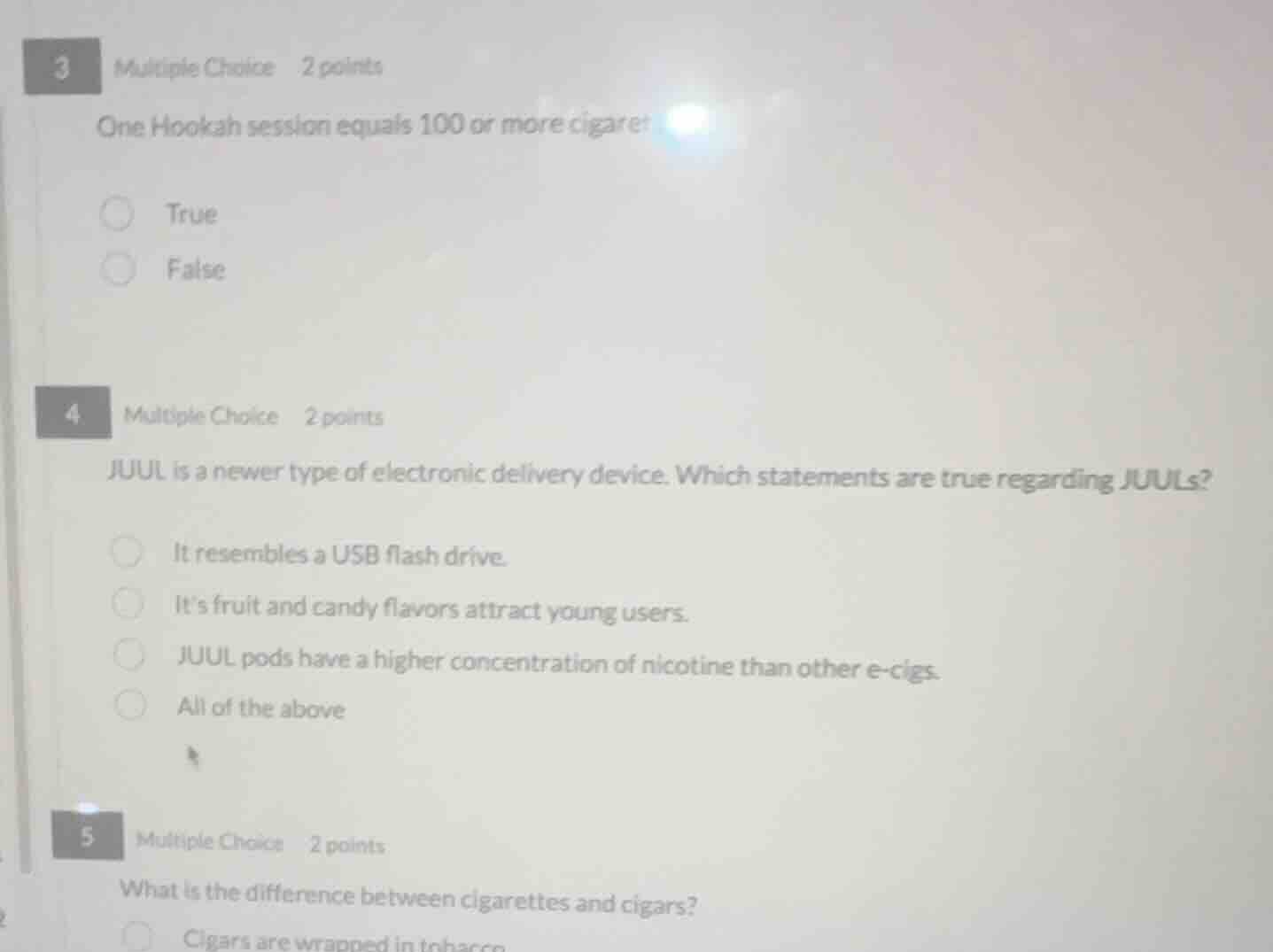 3 multiple choice 2 points one hookah session equals 100 or more cigare…