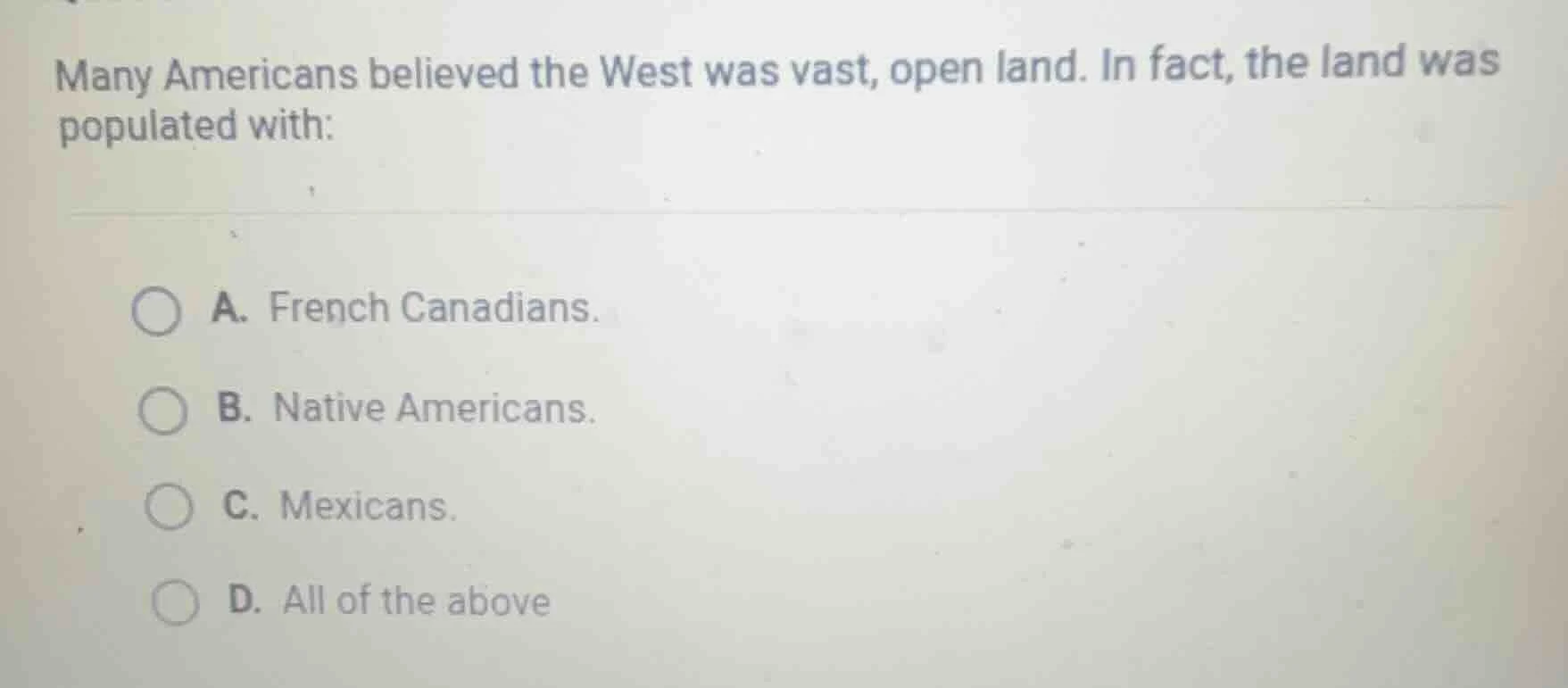 many americans believed the west was vast, open land. in fact, the land…