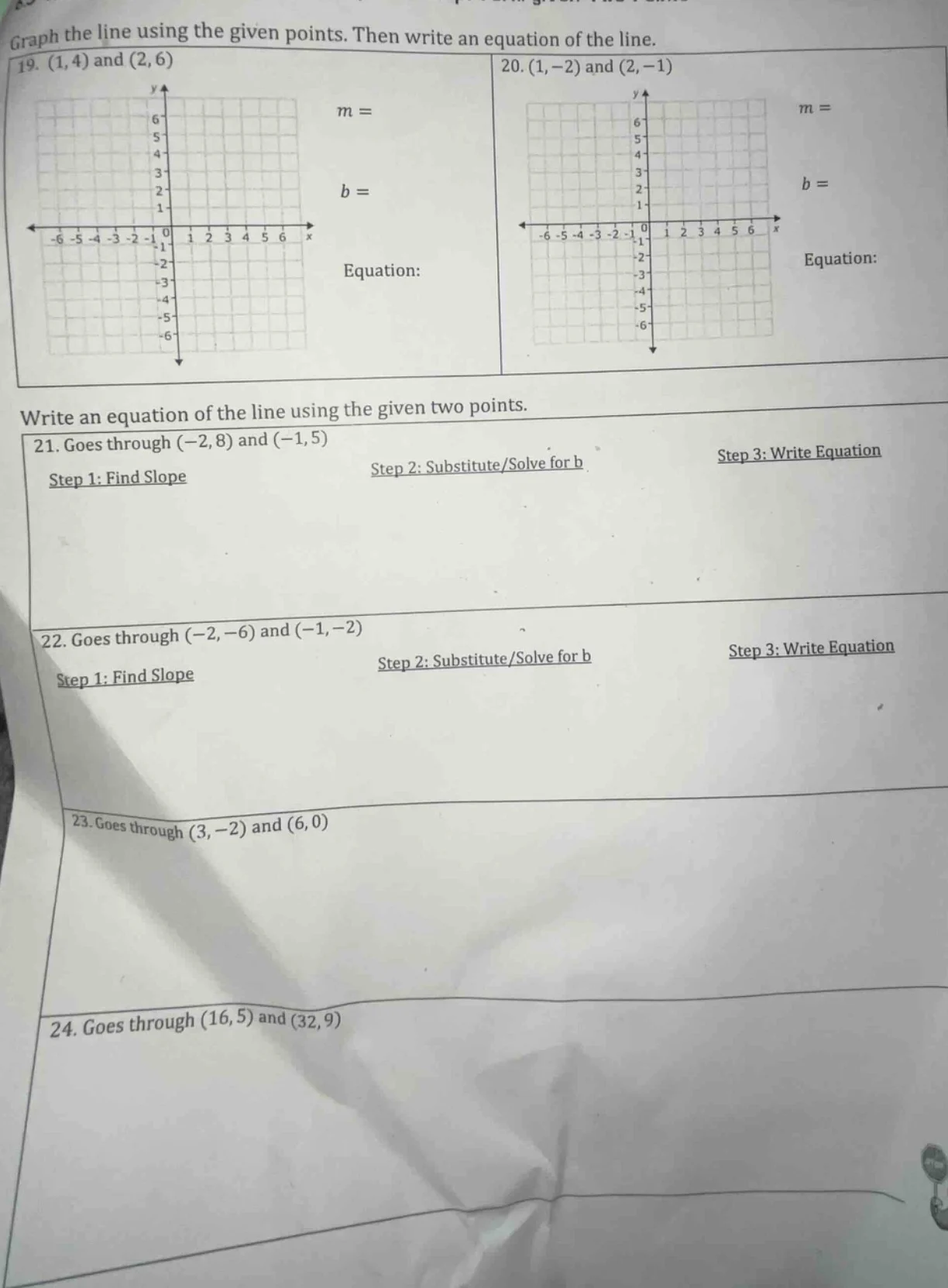 graph the line using the given points. then write an equation of the li…