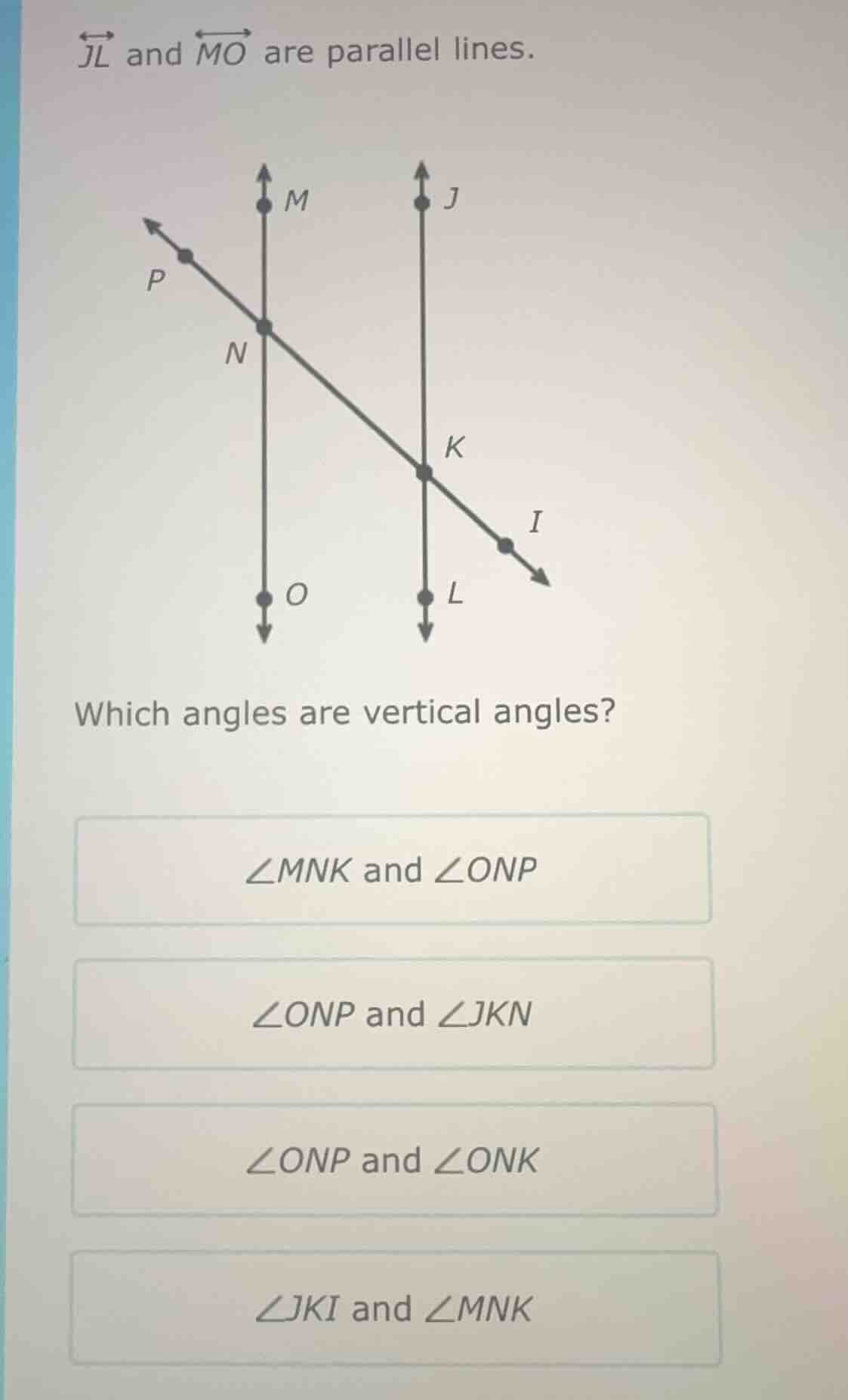 $\\overleftrightarrow{jl}$ and $\\overleftrightarrow{mo}$ are parallel …