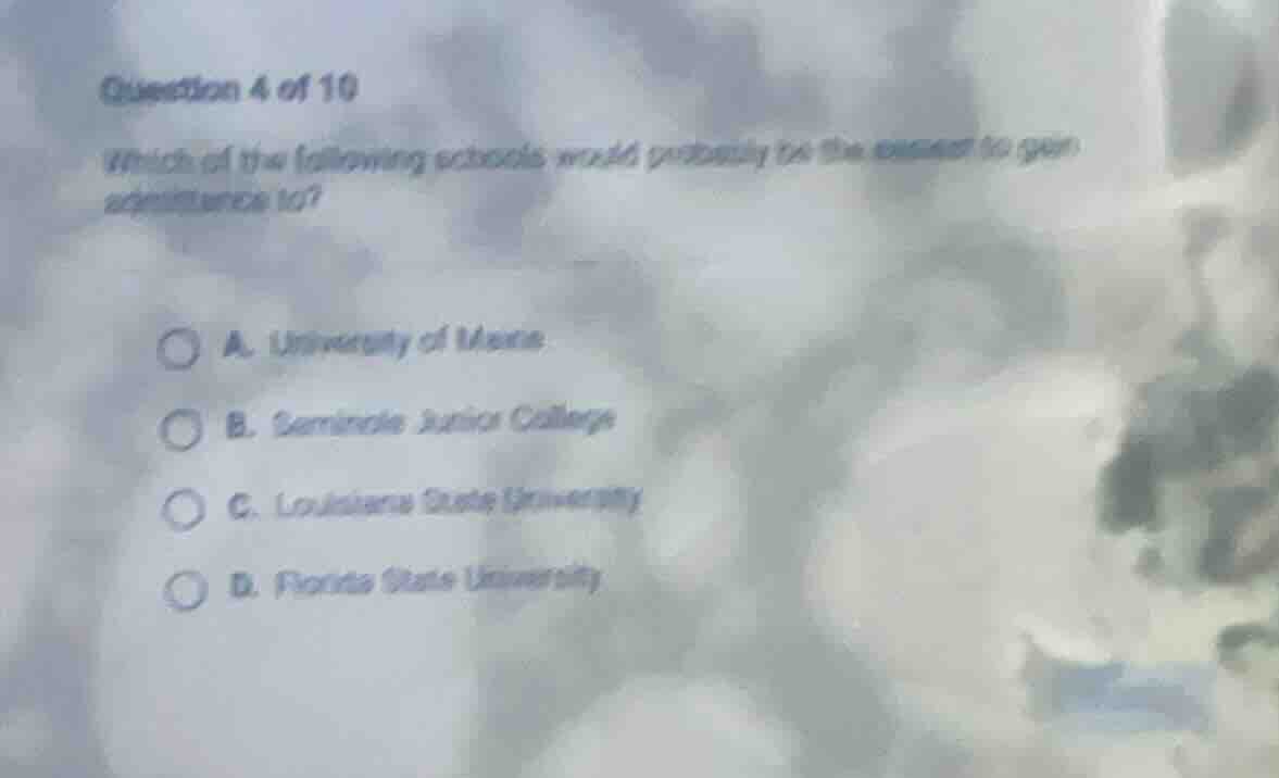 question 4 of 10 which of the following schools would probably be the e…