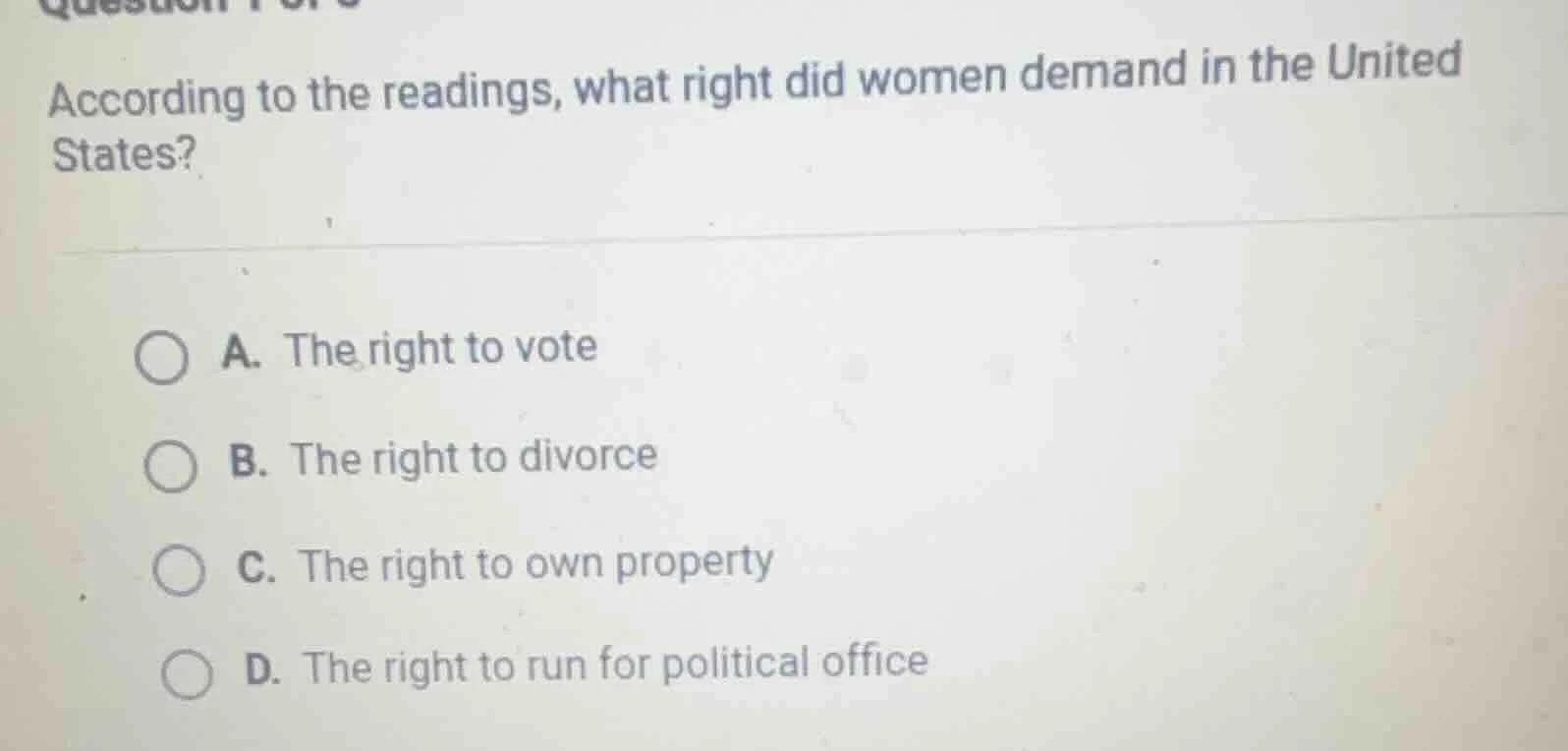 according to the readings, what right did women demand in the united st…
