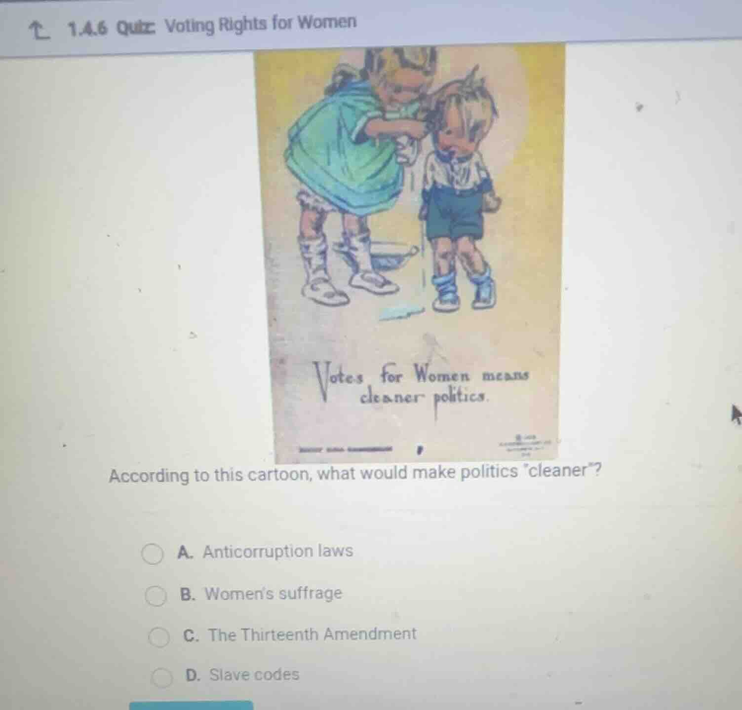 1.a.6 quiz: voting rights for women votes for women means cleaner polit…