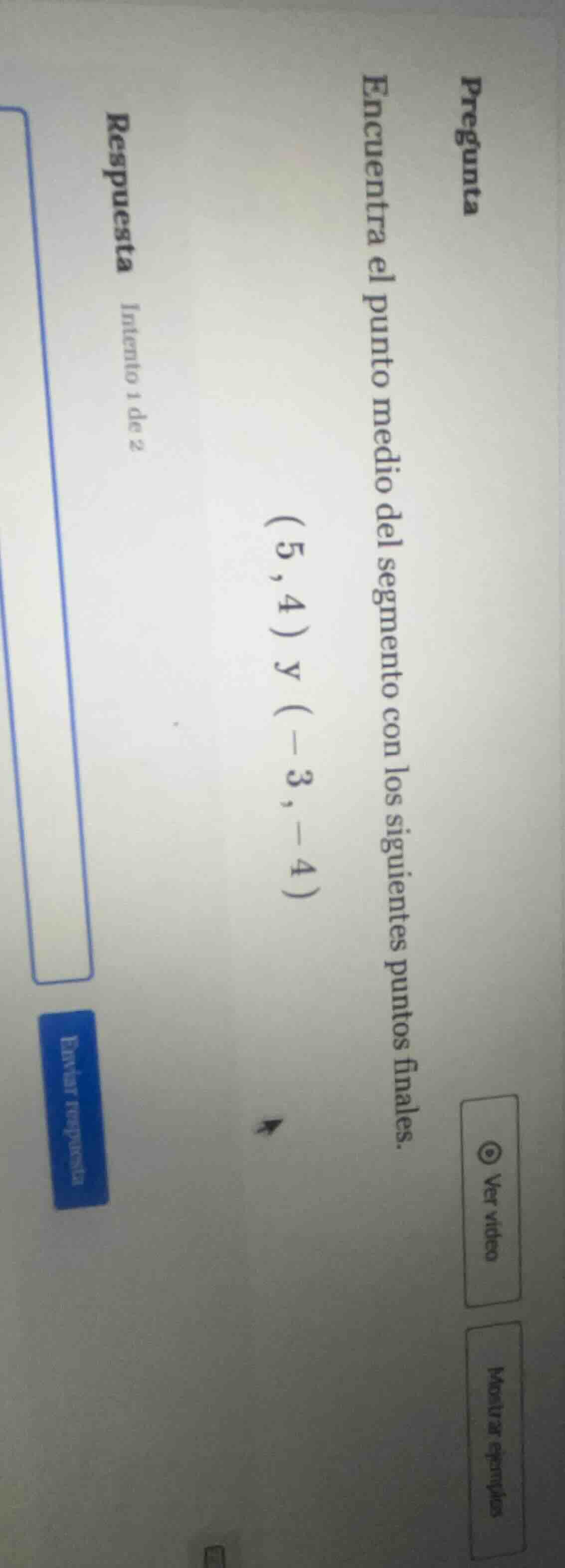pregunta encuentra el punto medio del segmento con los siguientes punto…