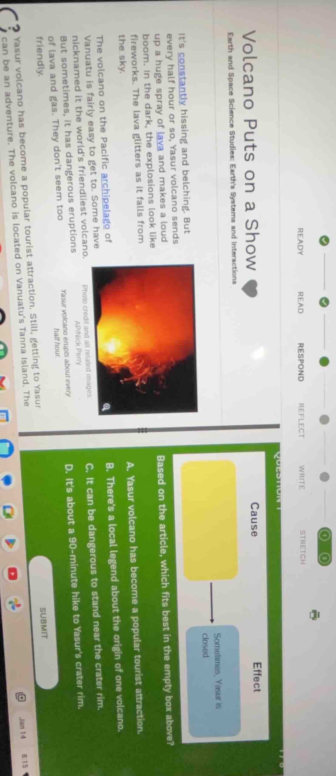 volcano puts on a show earth and space science studies: earths systems …