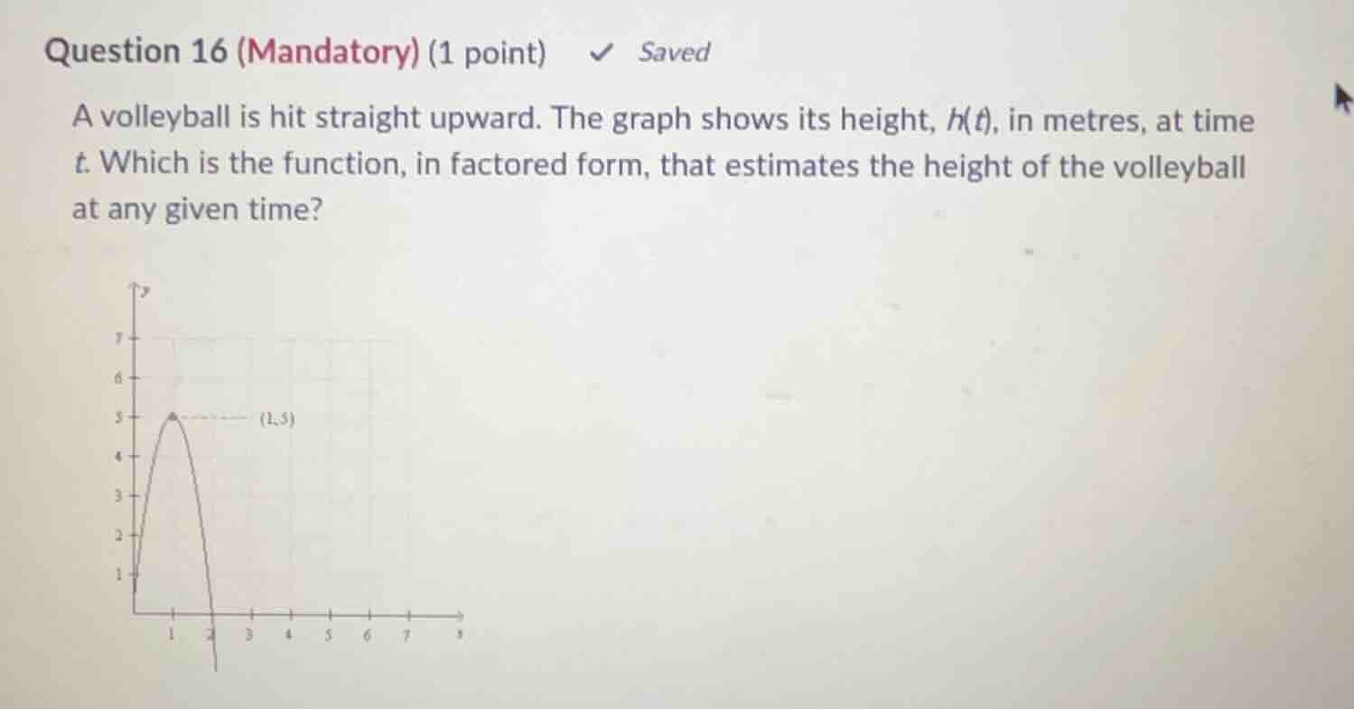 question 16 (mandatory) (1 point) saved a volleyball is hit straight up…