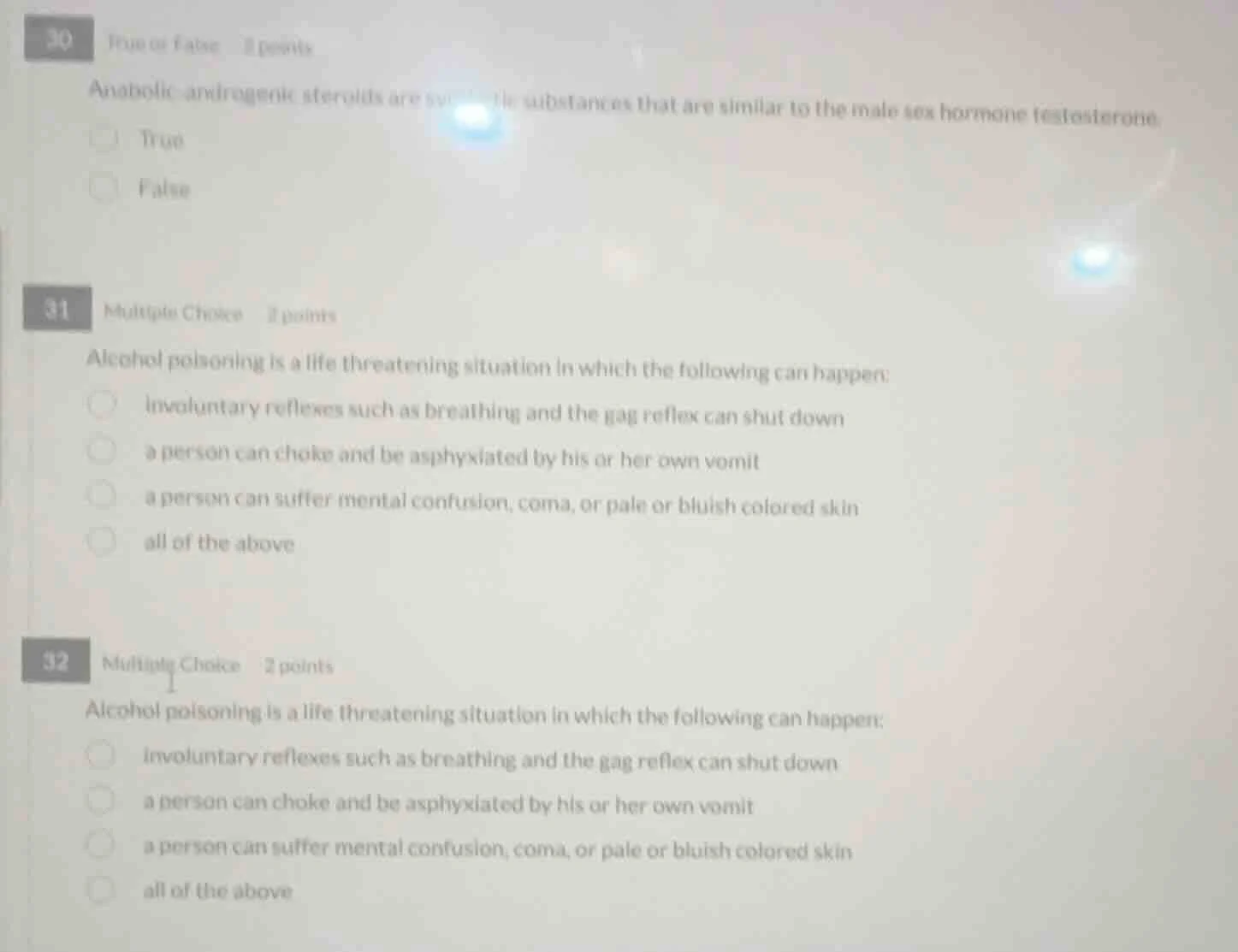 30 true or false 2 points anabolic - androgenic steroids are synthetic …