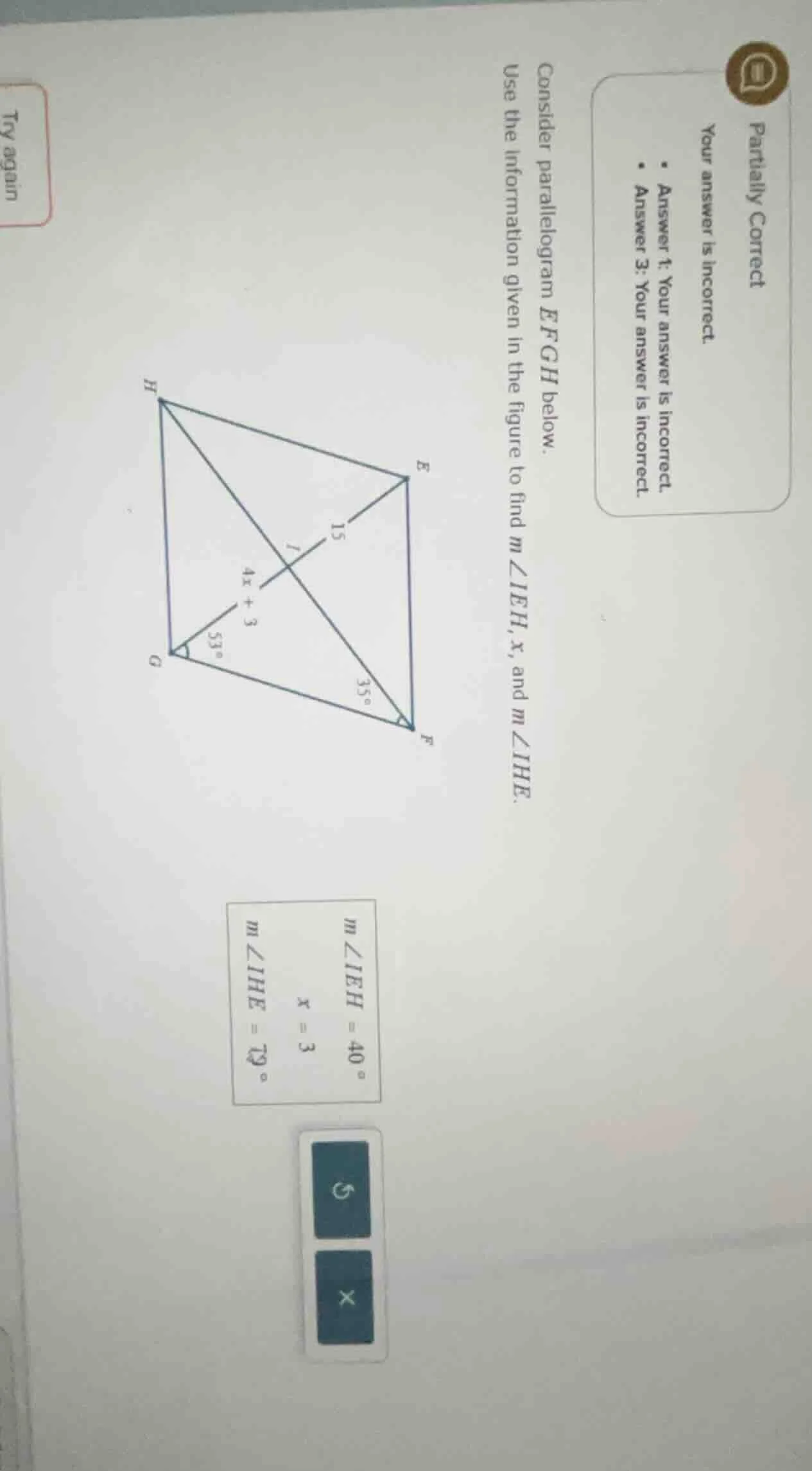 consider parallelogram efgh below. use the information given in the fig…
