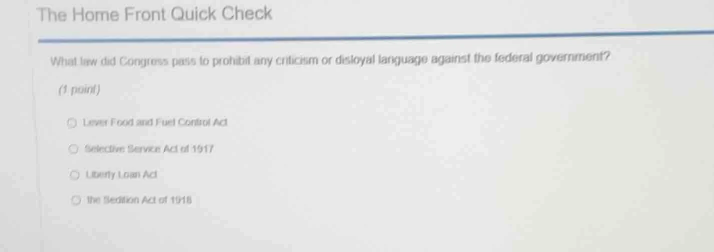 the home front quick check what law did congress pass to prohibit any c…