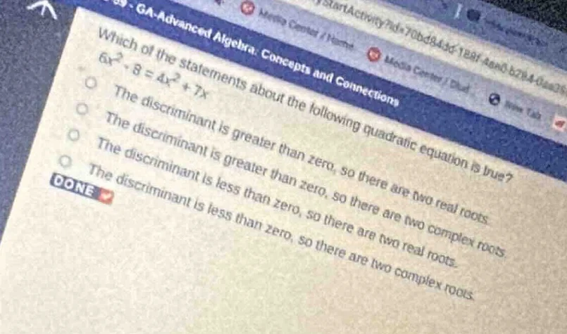 ga-advanced algebra: concepts and connections which of the statements a…