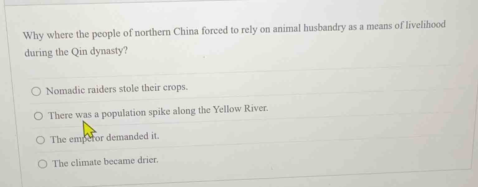 why where the people of northern china forced to rely on animal husband…