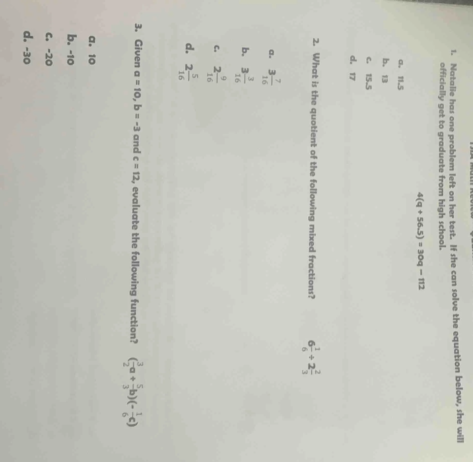 1. natalie has one problem left on her test. if she can solve the equat…