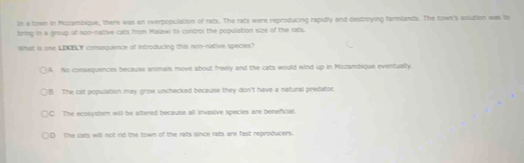 in a town in mozambique, there was an overpopulation of rats. the rats …