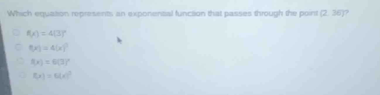 which equation represents an exponential function that passes through t…