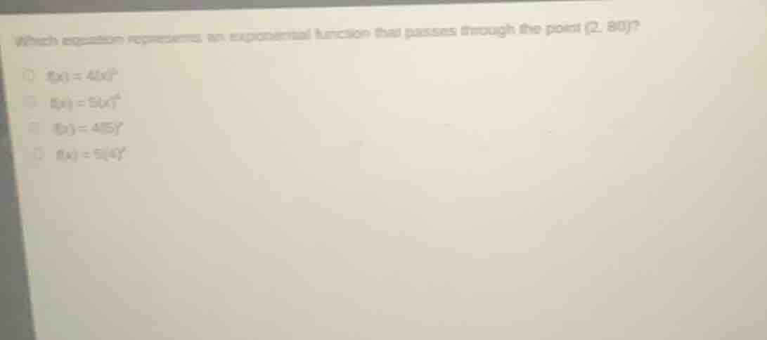 which equation represents an exponential function that passes through t…