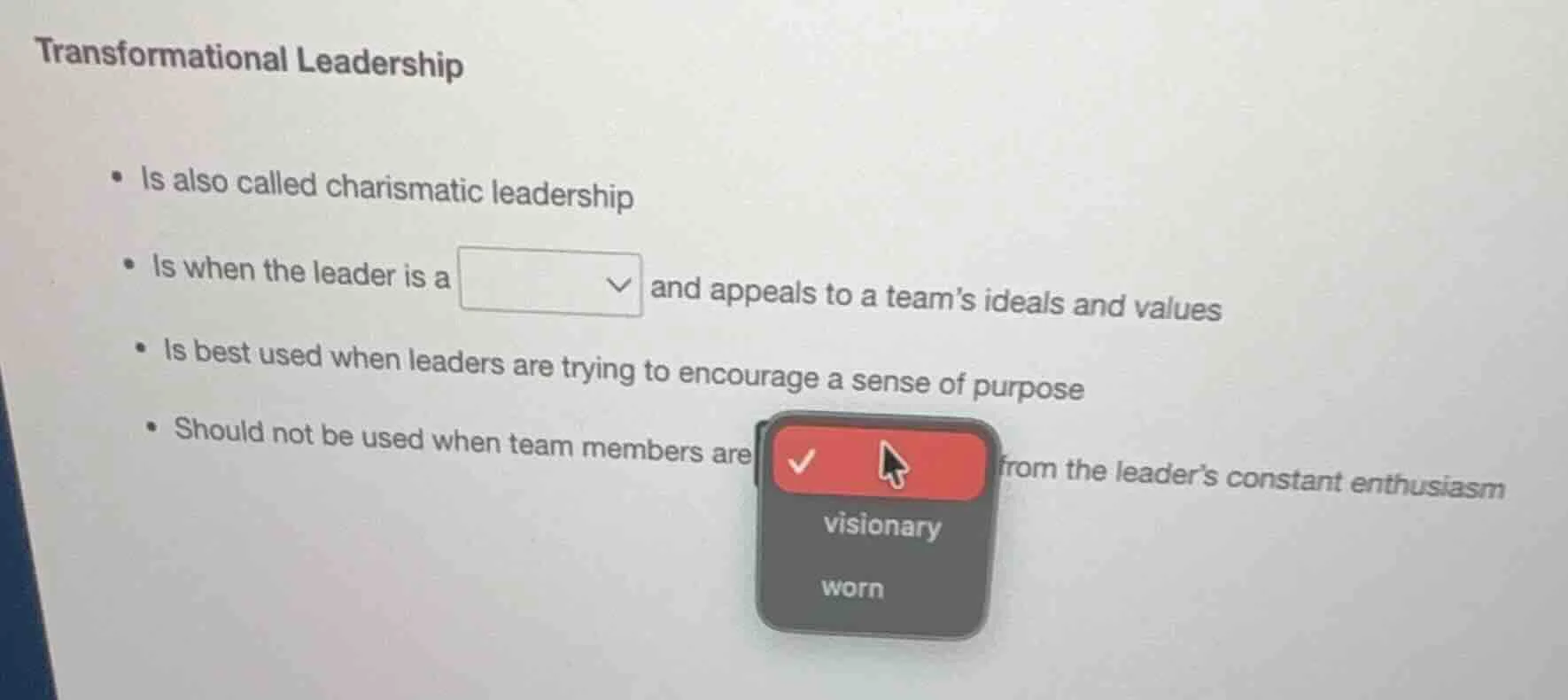 transformational leadership - is also called charismatic leadership - i…