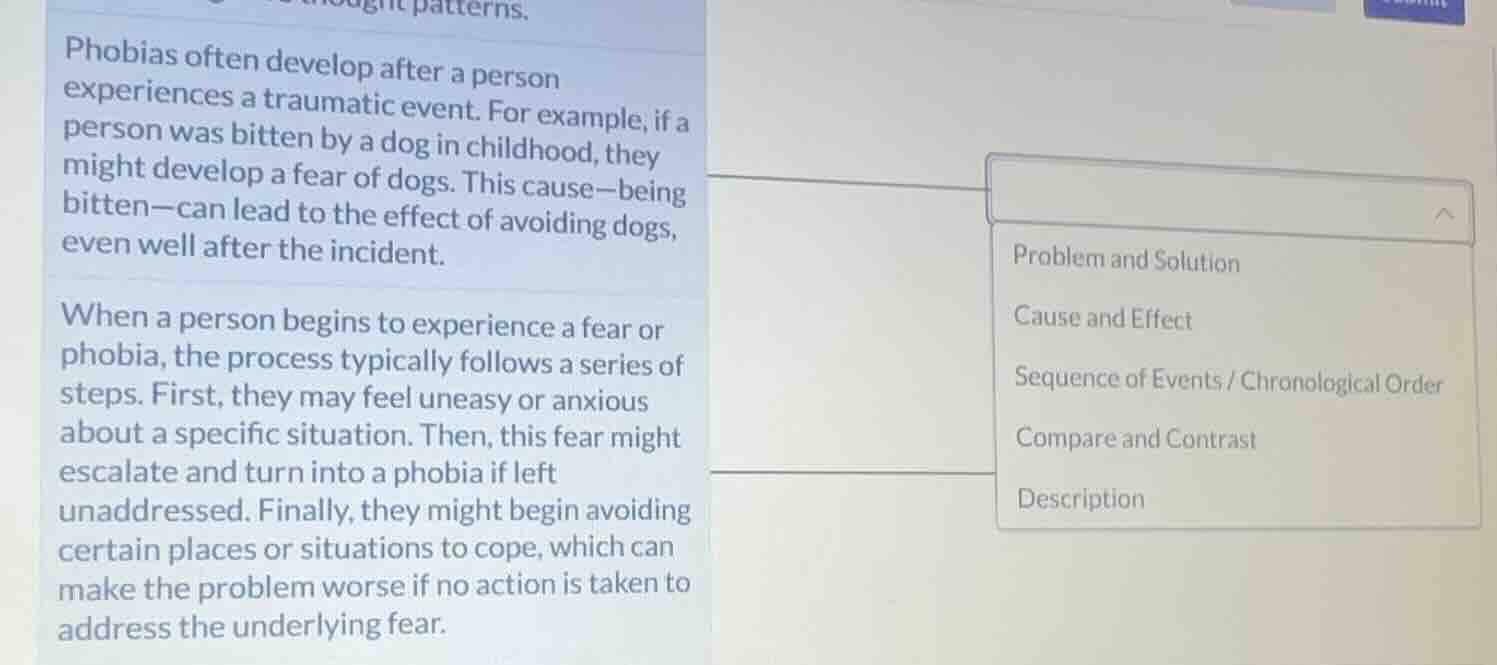 thought patterns. phobias often develop after a person experiences a tr…