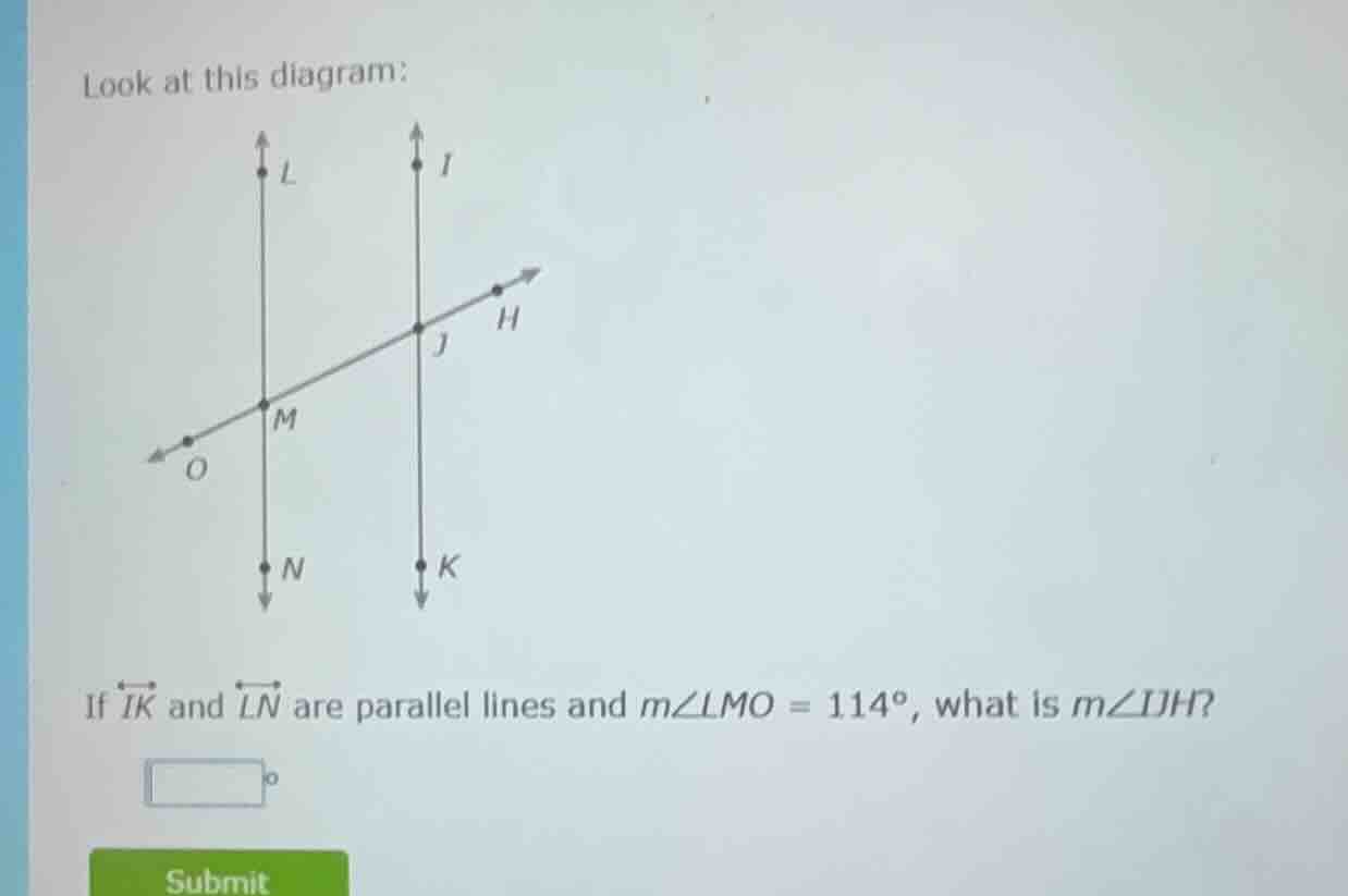 look at this diagram: diagram with lines ln, ik (parallel), and transve…