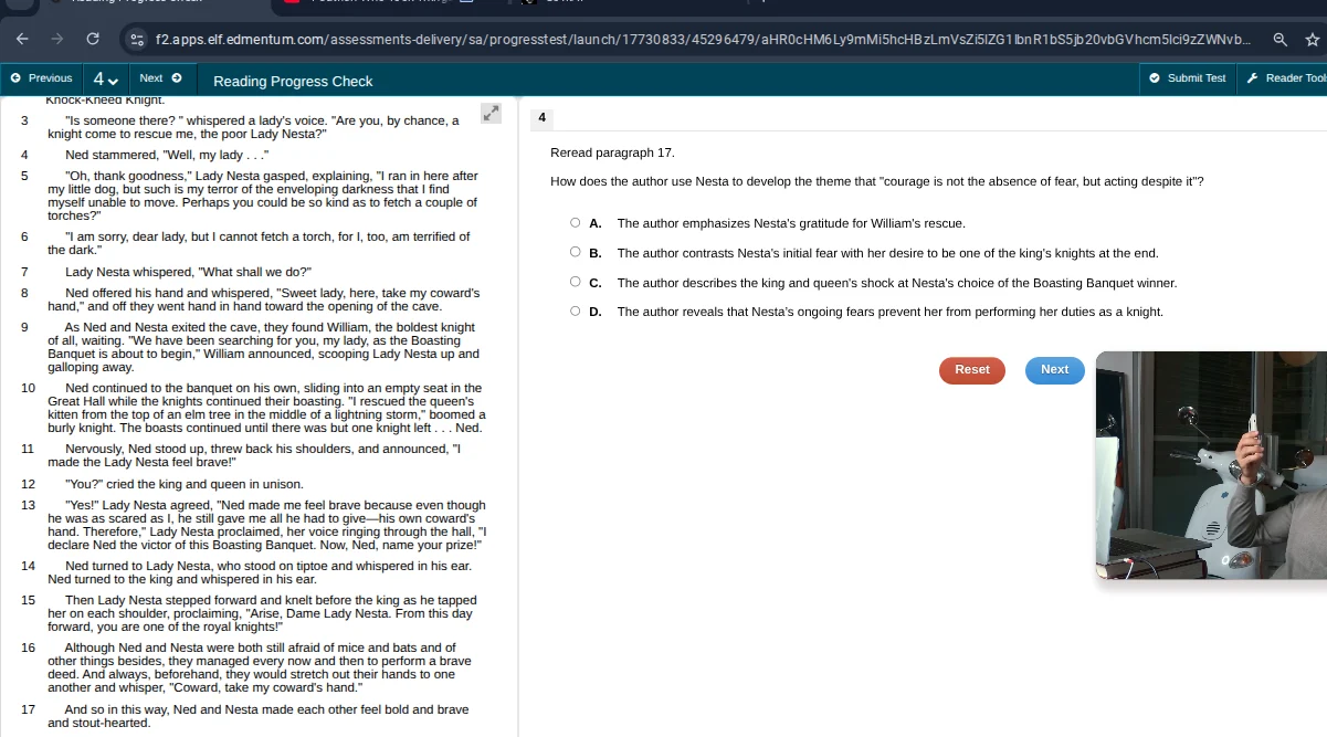 reread paragraph 17. how does the author use nesta to develop the theme…