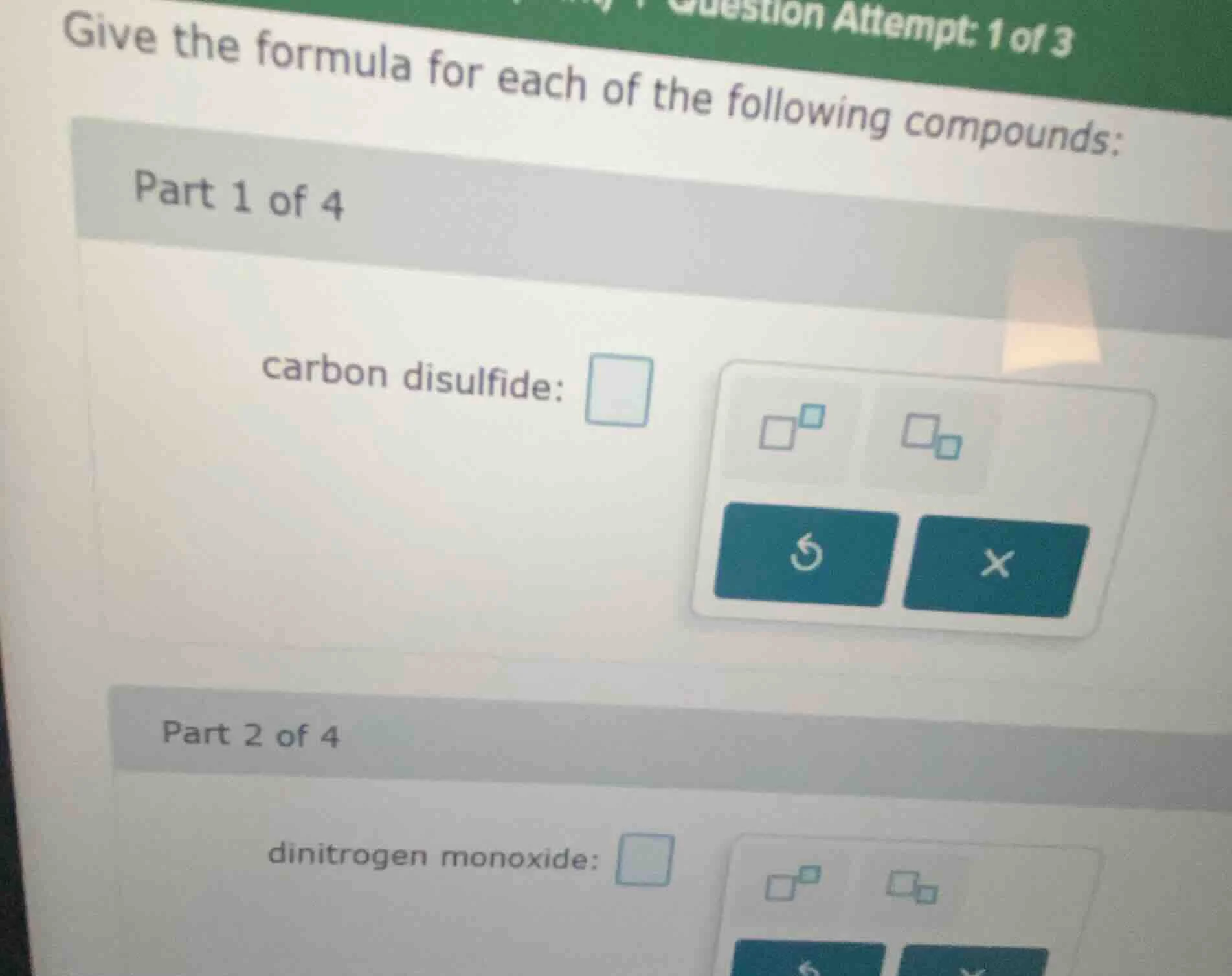 question attempt: 1 of 3 give the formula for each of the following com…
