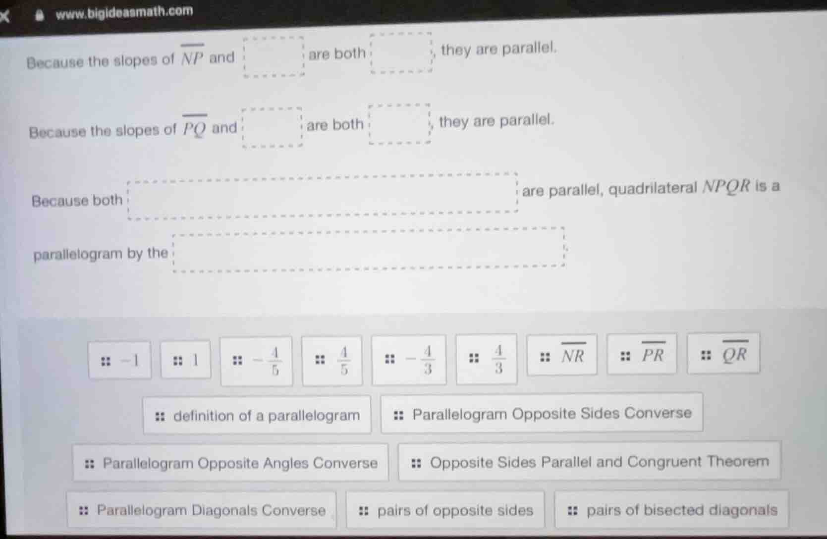 because the slopes of $overline{np}$ and $\boxed{}$ are both $\boxed{}$…