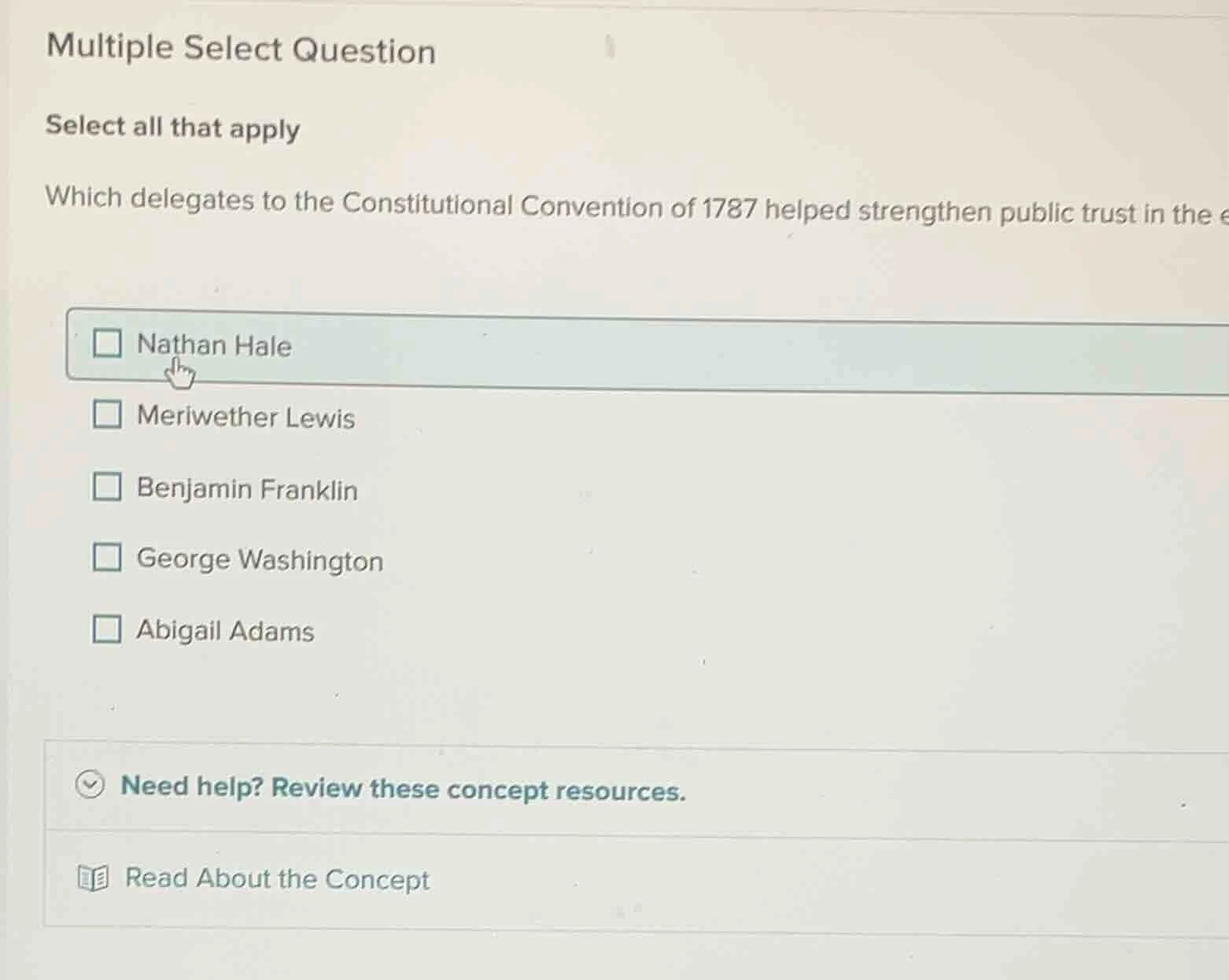 multiple select question select all that apply which delegates to the c…