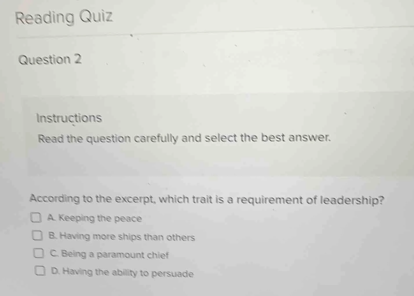 reading quiz question 2 instructions read the question carefully and se…