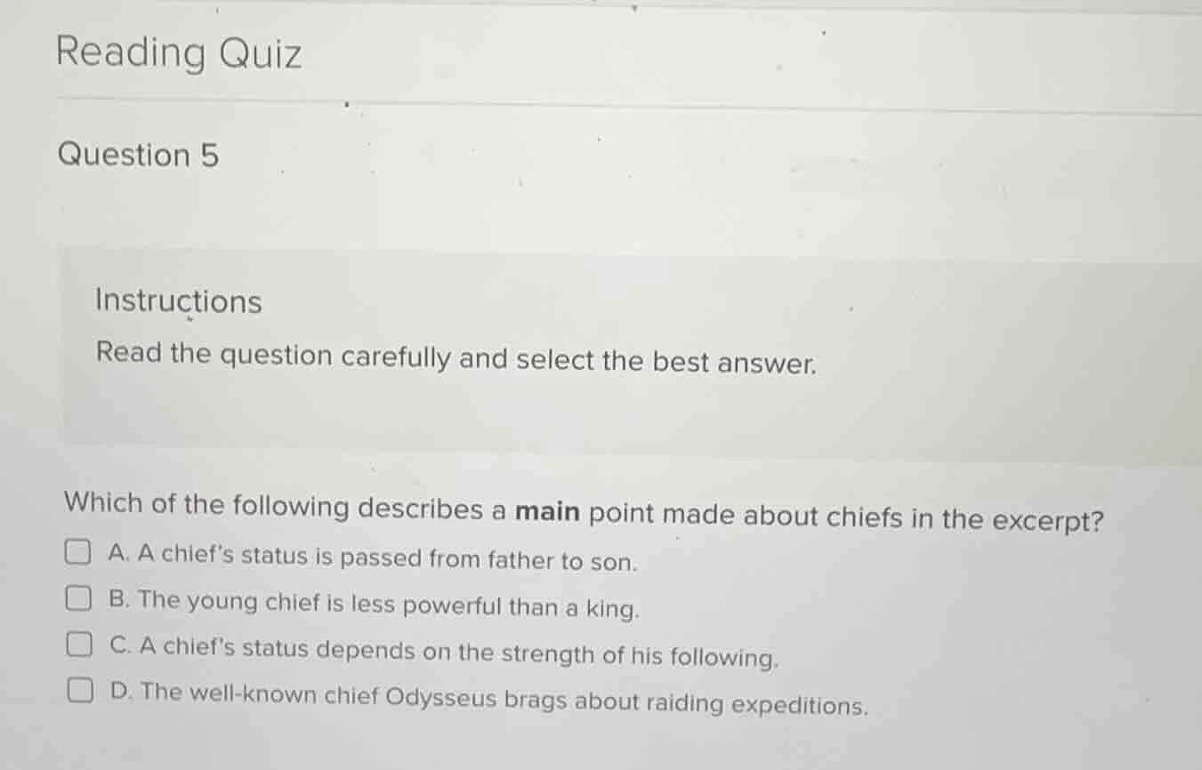 reading quiz question 5 instructions read the question carefully and se…