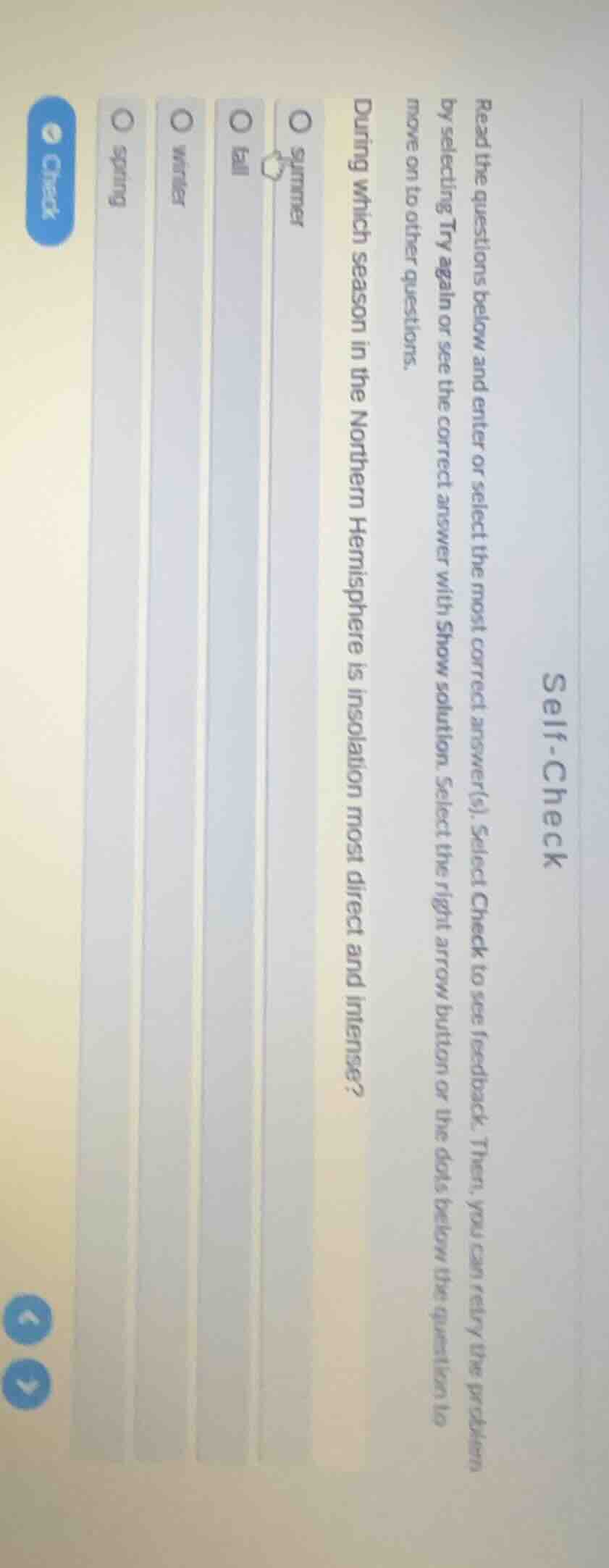 self - check read the questions below and enter or select the most corr…