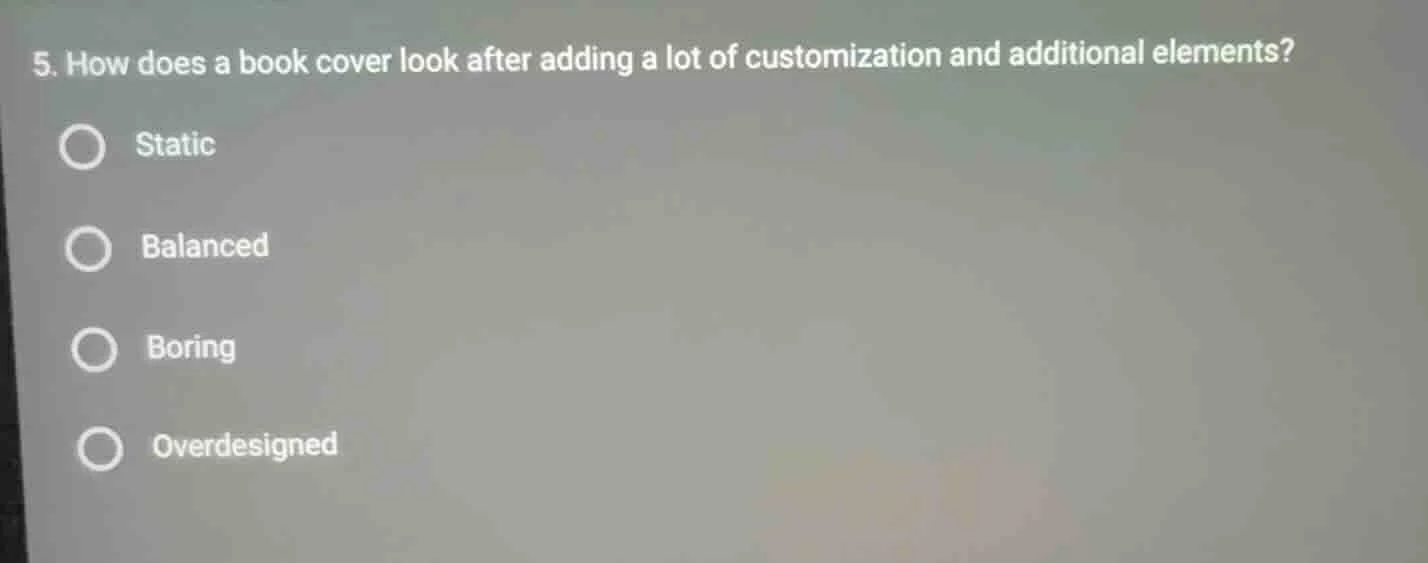 5. how does a book cover look after adding a lot of customization and a…