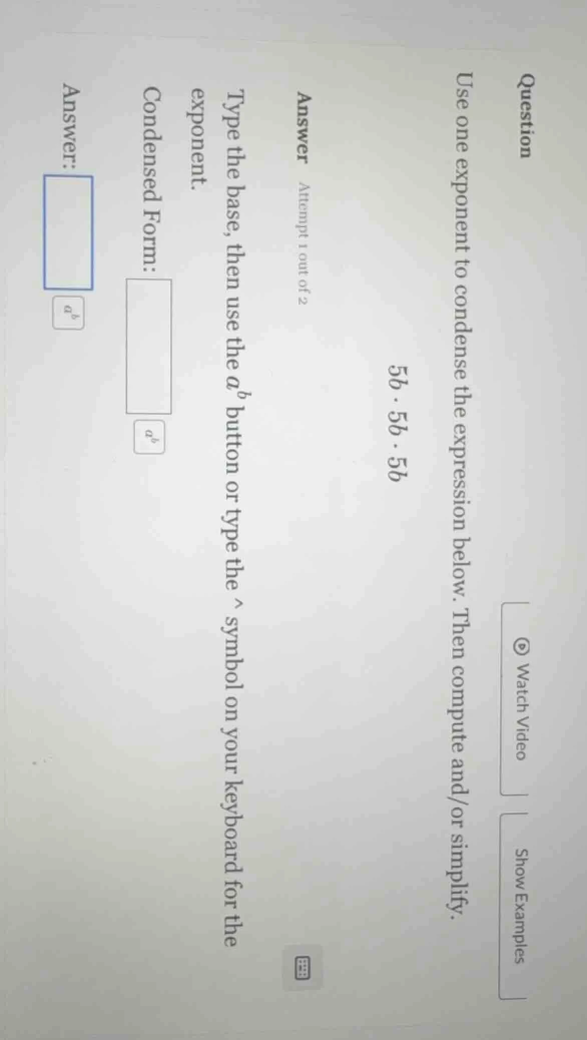 question use one exponent to condense the expression below. then comput…