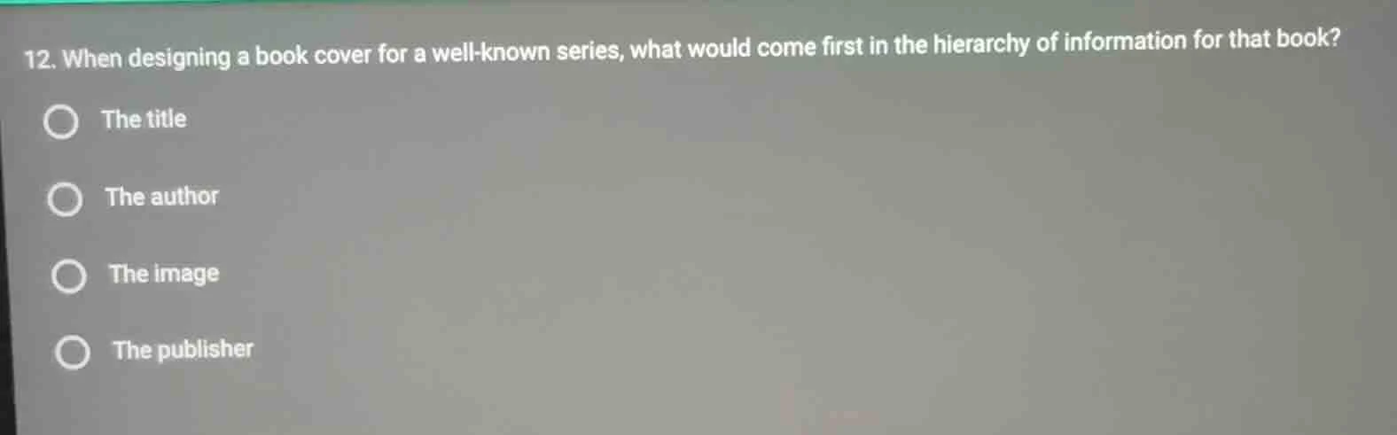 12. when designing a book cover for a well - known series, what would c…
