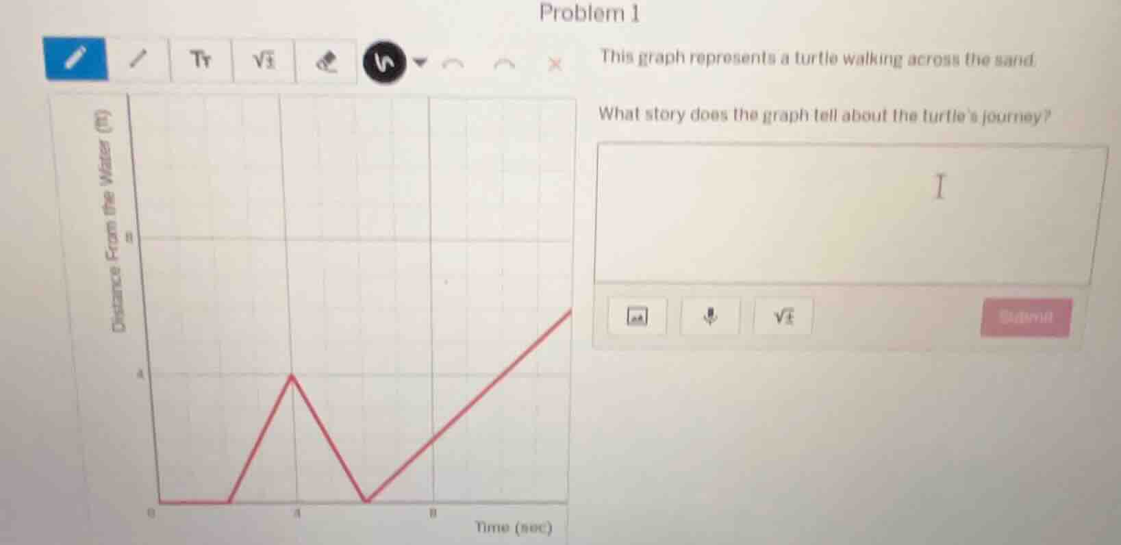 problem 1 this graph represents a turtle walking across the sand. what …