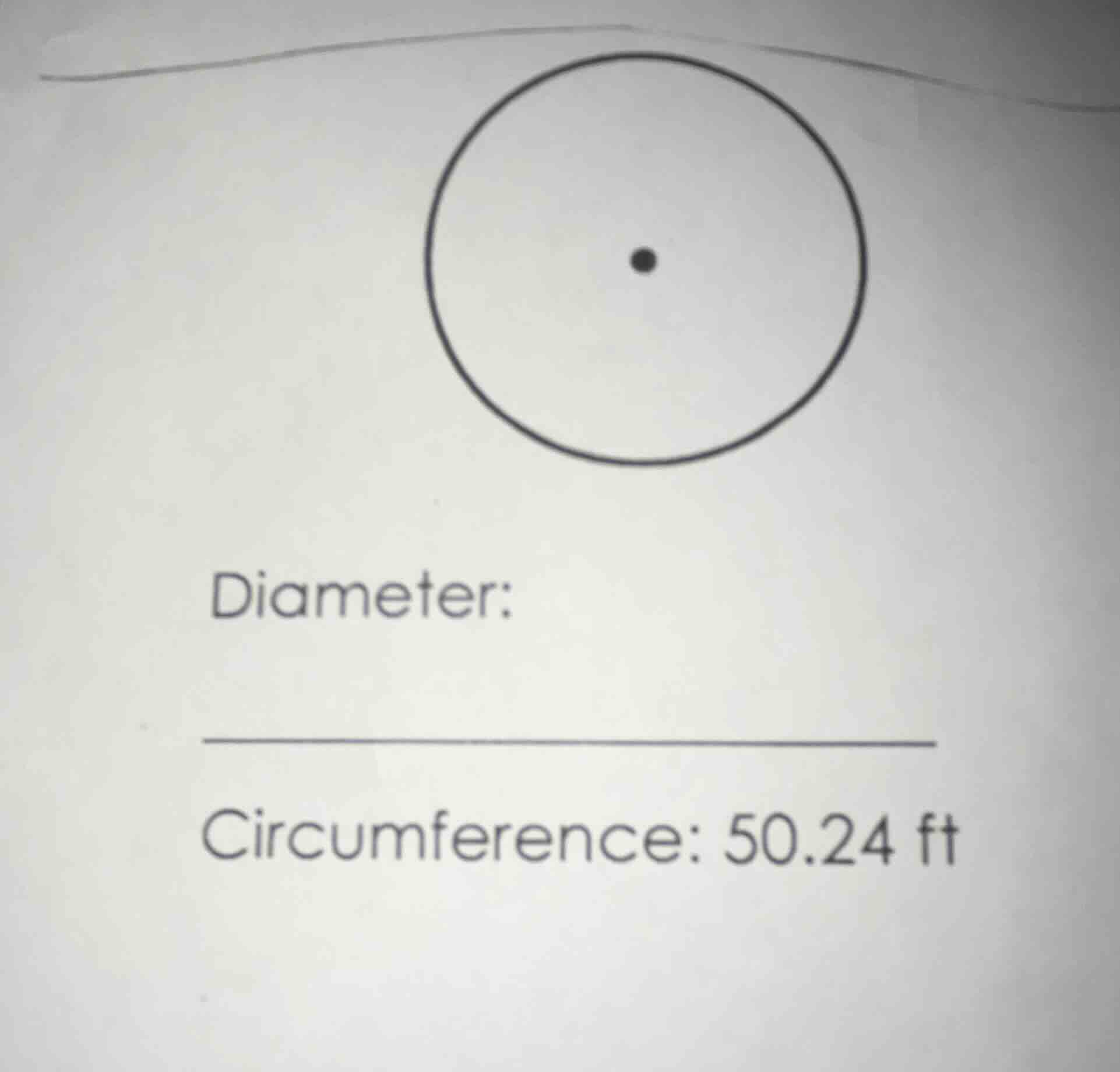 diameter: circumference: 50.24 ft