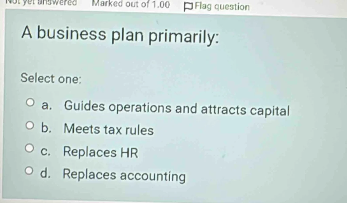 a business plan primarily: select one: a. guides operations and attract…