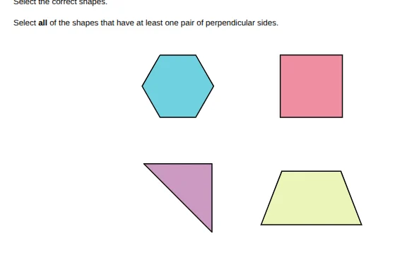 select the correct shapes. select all of the shapes that have at least …