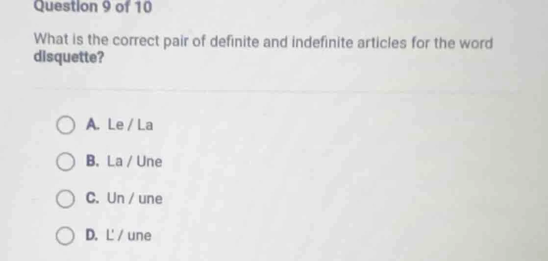 question 9 of 10 what is the correct pair of definite and indefinite ar…