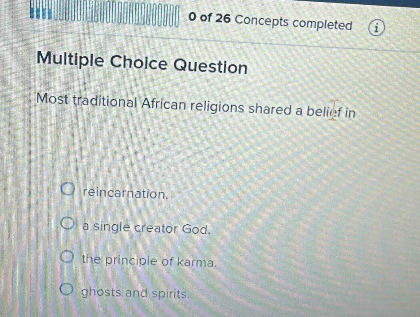multiple choice question most traditional african religions shared a be…