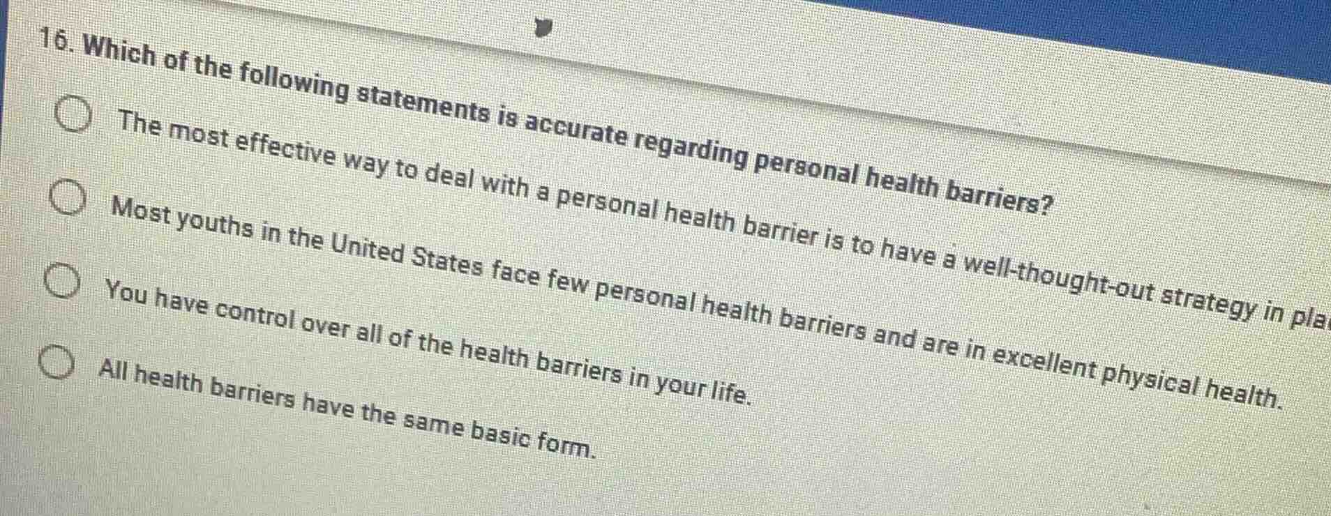 16. which of the following statements is accurate regarding personal he…